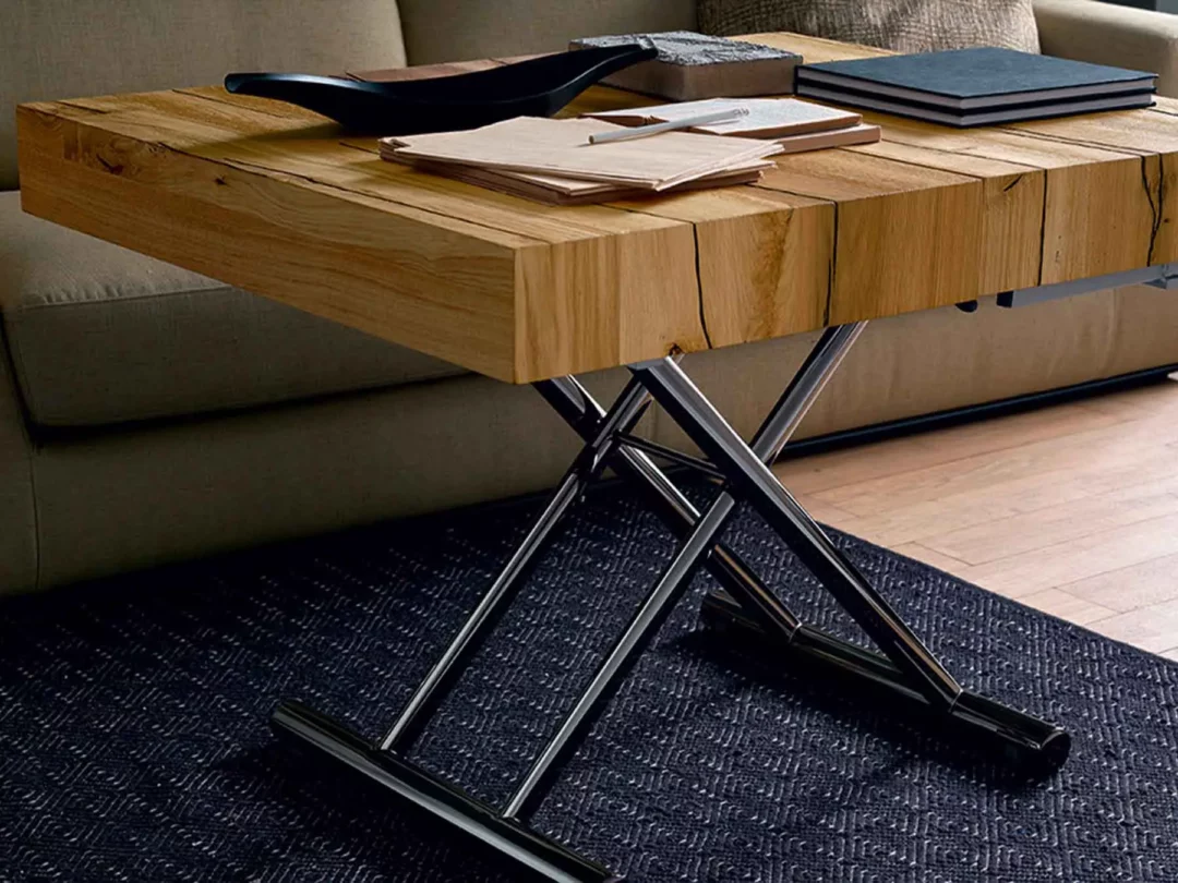 Table relevable pied fer noir