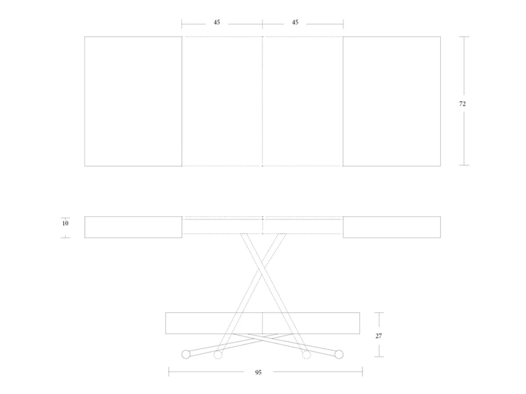 Table basse relevable dimensions