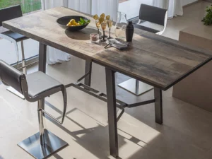 Table haute extensible rallonge intégrée