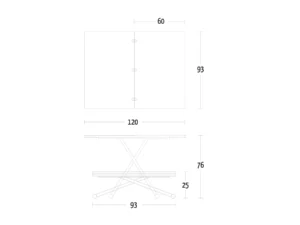 Dimension table basse transformable amélie