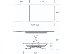 Dimension table basse relevable SIRIO